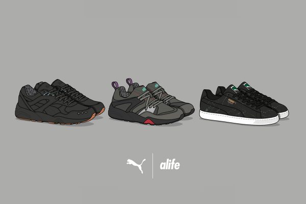 puma trinomic allover suede femme