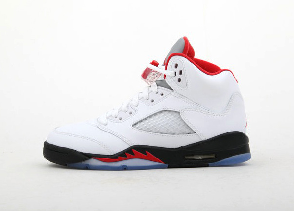 white and red jordan 5