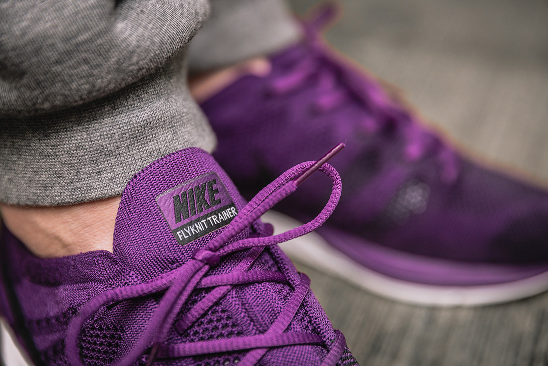 purple flyknit trainer