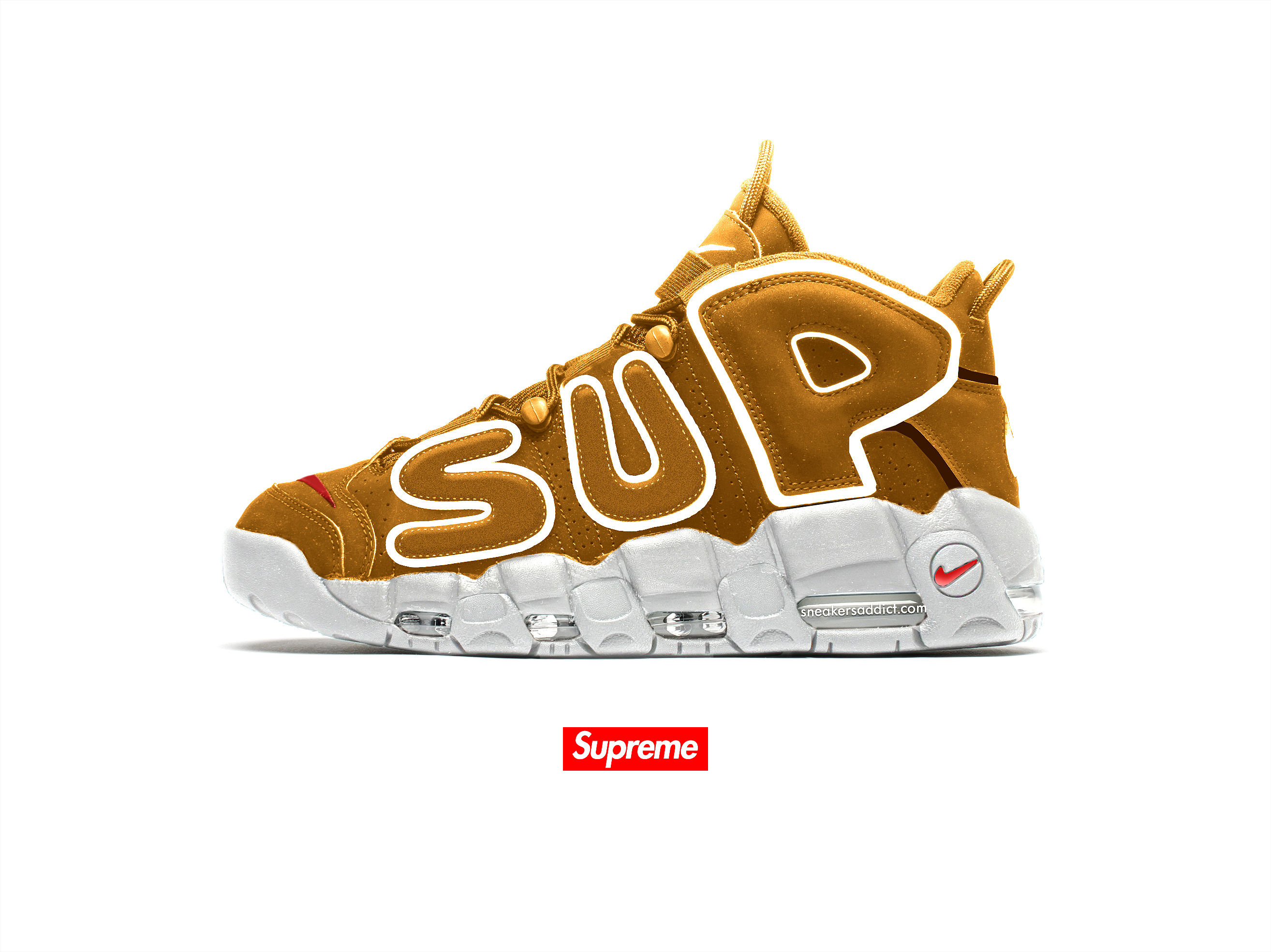 Supreme X Nike Air More Uptempo Gold Wave
