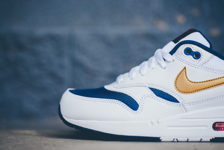 Nike Air Max 1 Essential 'Olympic' White:Metallic Gold:Navy 537383-127