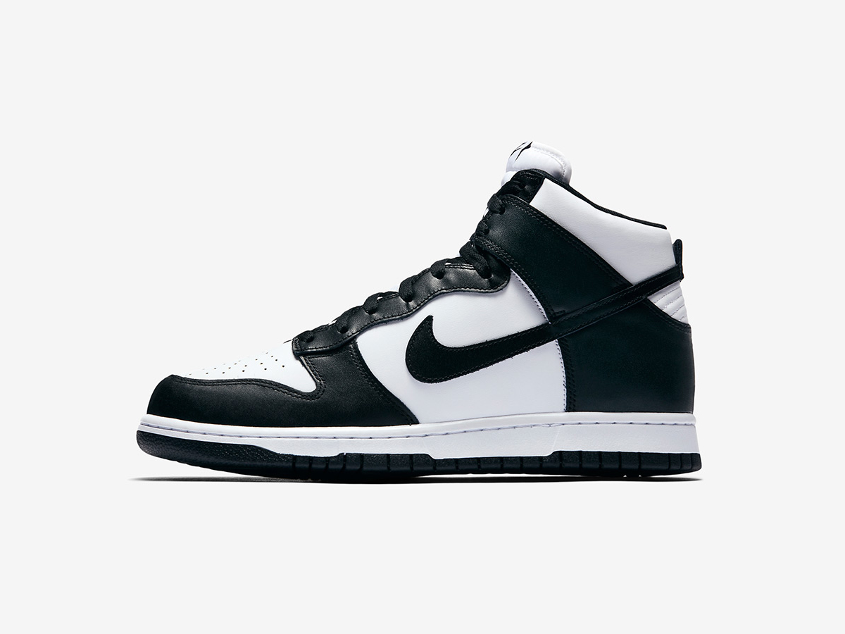 nike black and white high dunks