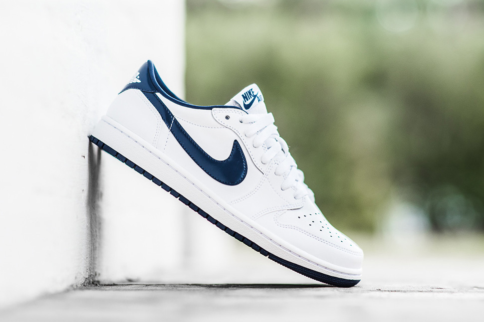 white and navy jordan 1