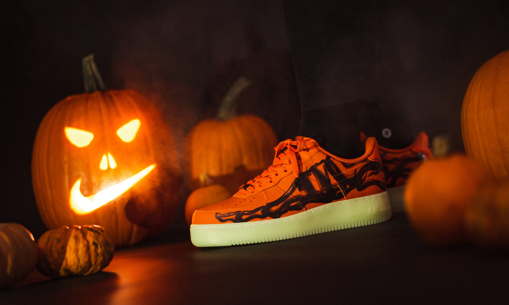 orange skeleton air force 1 glow in the dark
