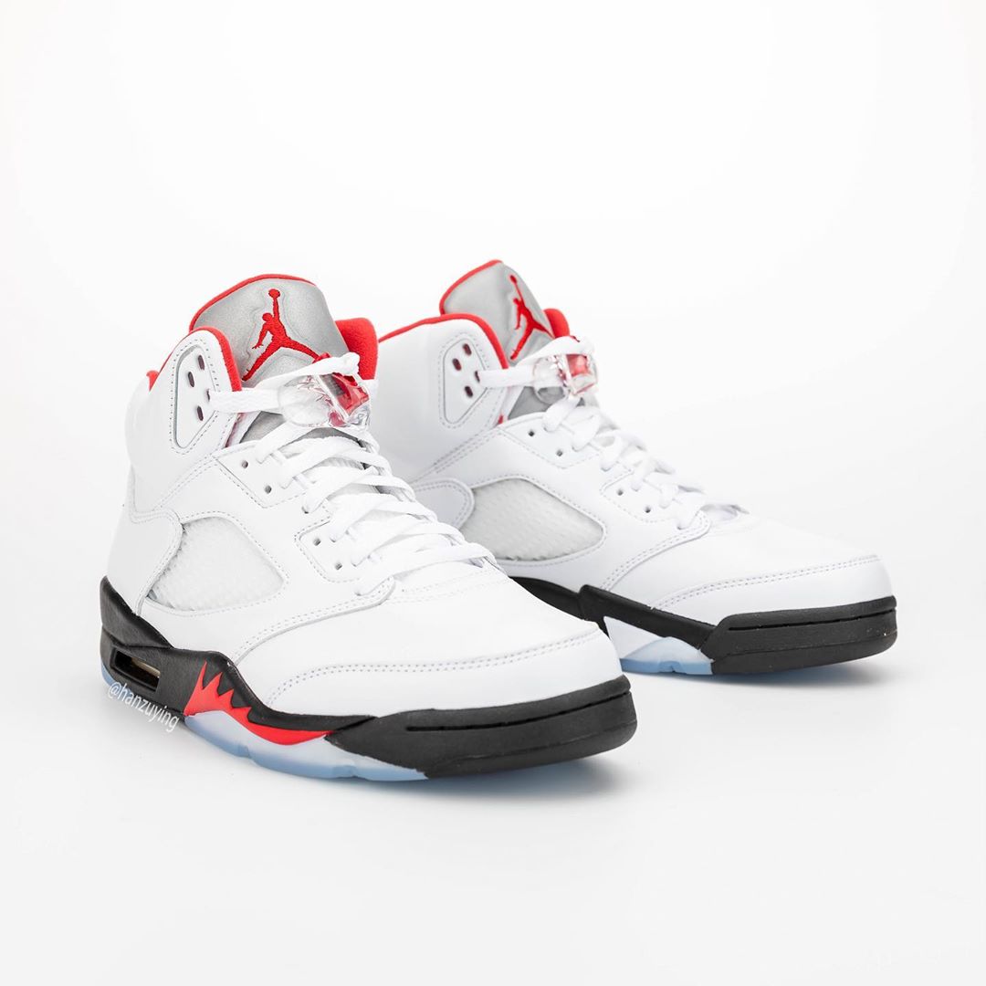jordan 5 fire red black laces