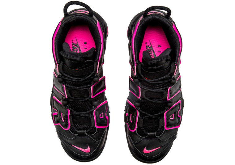 nike uptempo pink and black