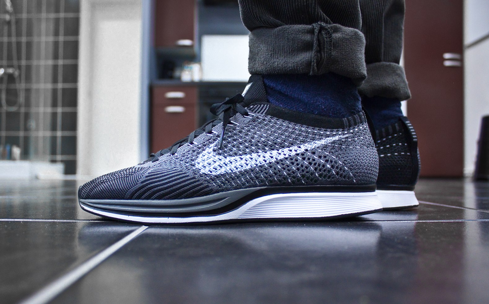 nike flyknit racer grey