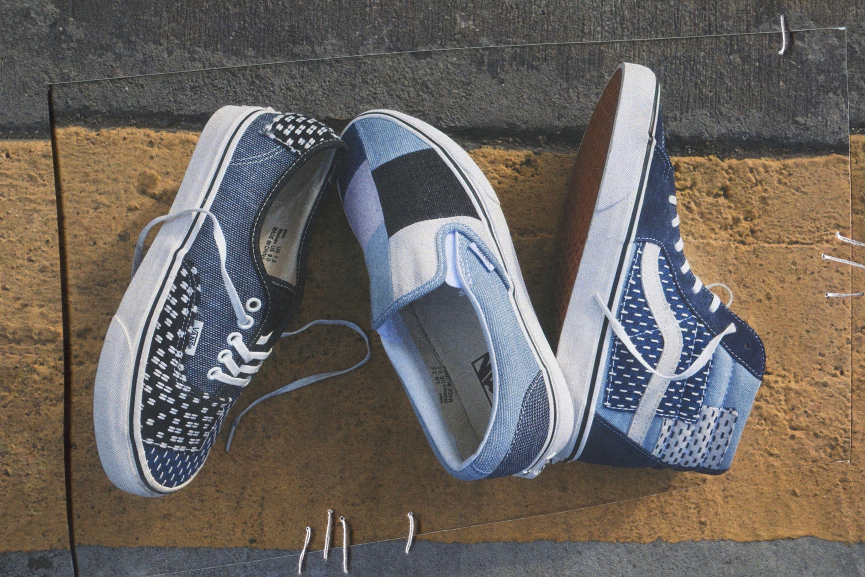 vans slip on patchwork denim