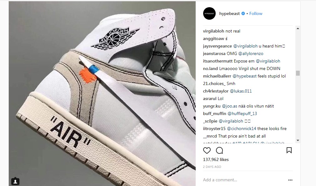 Virgil Abloh dénonce une paire Fake sur Instagram | WAVE®